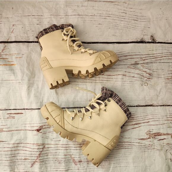 Schutz Jan Tweed Leather Booties Size 8.5 - Picture 2 of 10